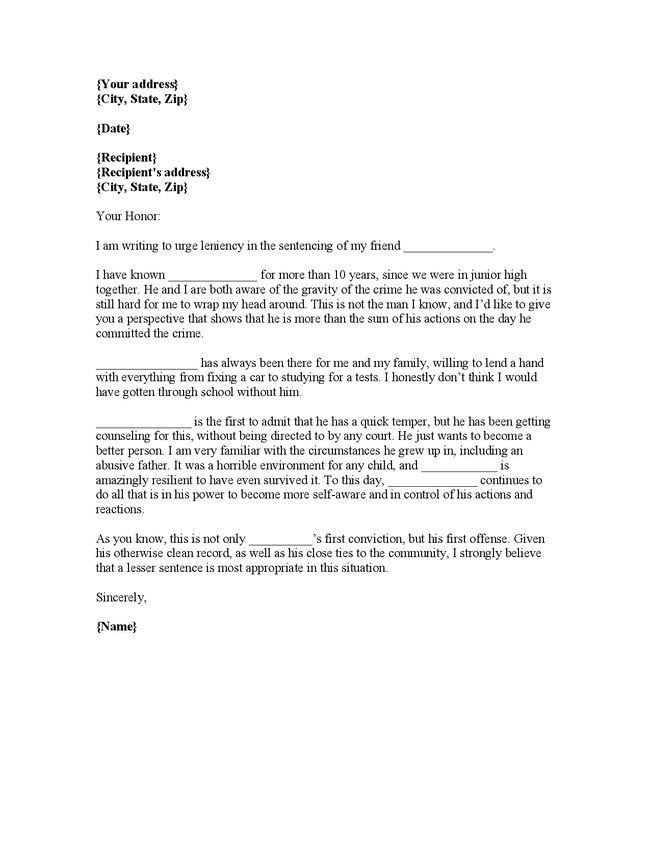 5 Character Reference Letter For Court Templates Word Excel Formats