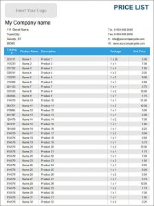 Price List Templates - Word Templates Docs