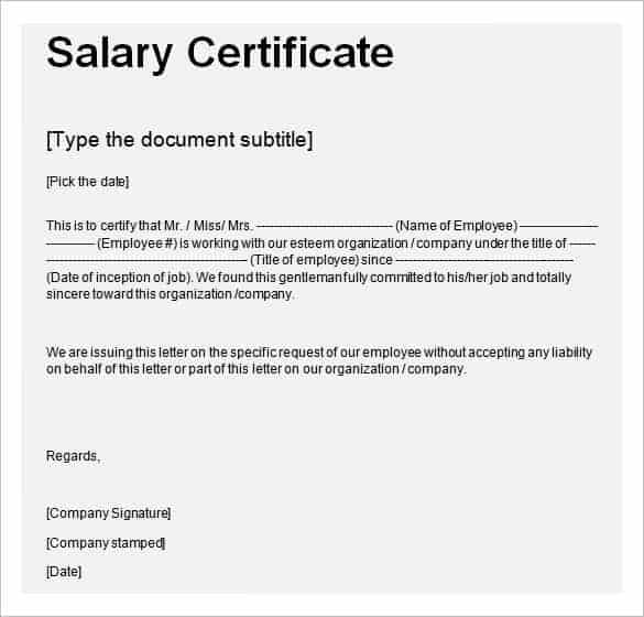 Salary Certificate Templates - Word Excel Formats