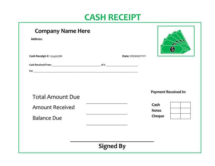 Receipt Template For Cash Payment