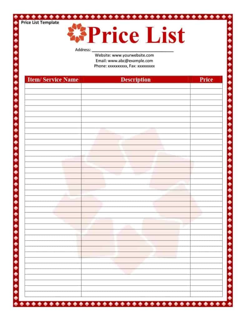 26 Price List Templates In Word And Excel