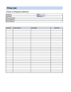 26+ Price List Templates in Word & Excel