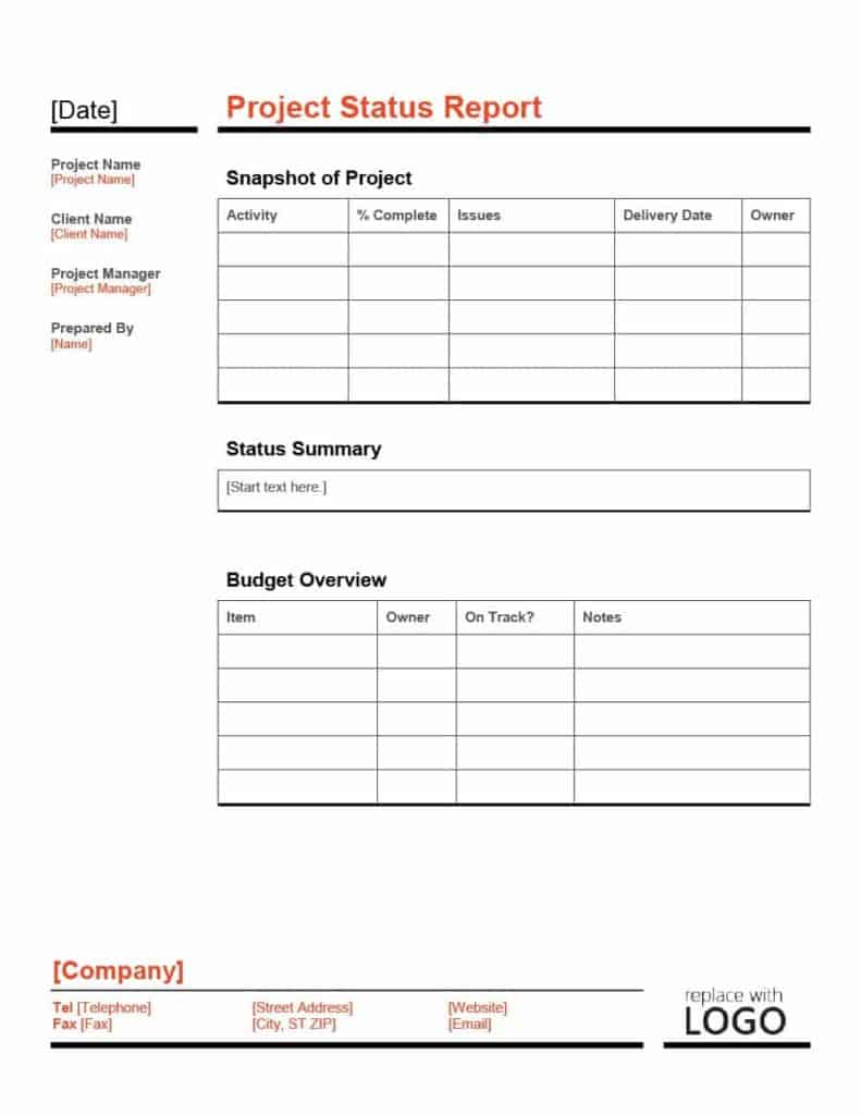 8+ Status Report Templates in Word Excel Format