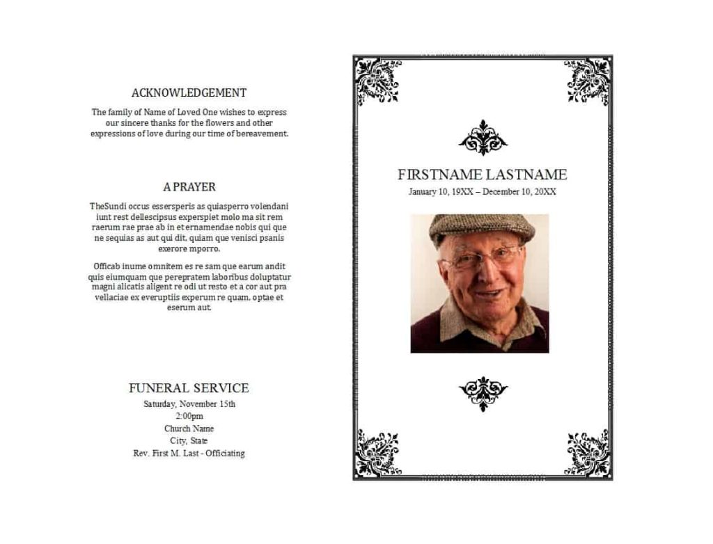 Printable Funeral Program Template Word