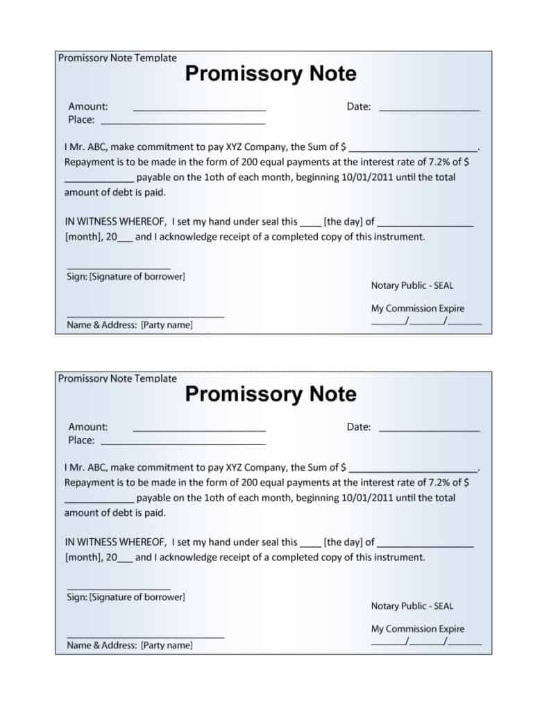 Promissory Note Template Word Document