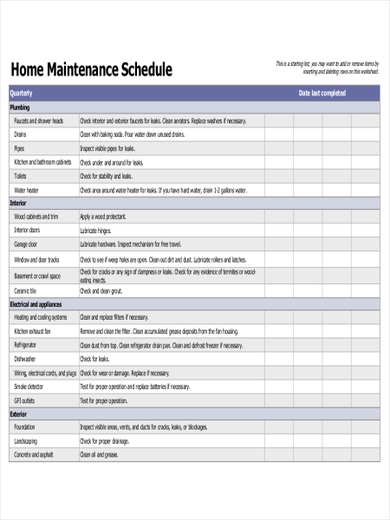 15 Free Maintenance Schedule Templates Word Excel Formats